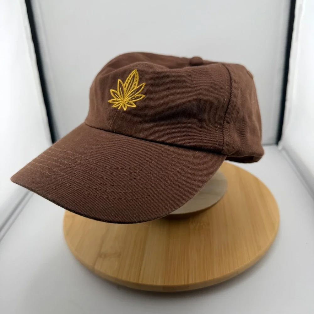 Cornbread Brown Cotton Dad Hat Yellow Leaf Embroidery Adjustable Baseball Cap